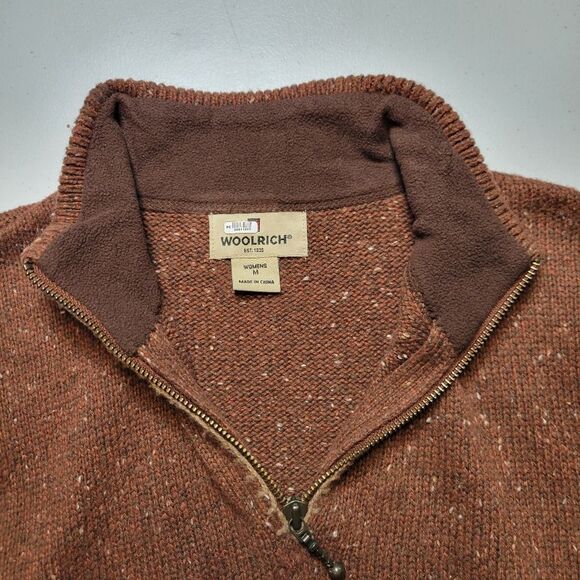 Woolrich Brown Cinnamon Heather Half Zip Sweater Women's Medium Wool Blend - Picture 7 of 11